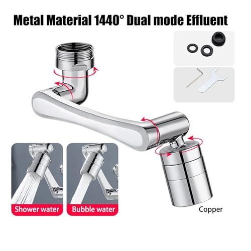 Edelstahl Universal 1080 ° Schwenk Roboterarm Schwenkbare Verlängerung Wasserhahn Belüfter Küche Spüle Extender 2Wasser Fluss Modus(Style3) von YVAAASIYC