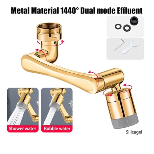 Edelstahl Universal 1080 ° Schwenk Roboterarm Schwenkbare Verlängerung Wasserhahn Belüfter Küche Spüle Extender 2Wasser Fluss Modus(Style5) von YVAAASIYC
