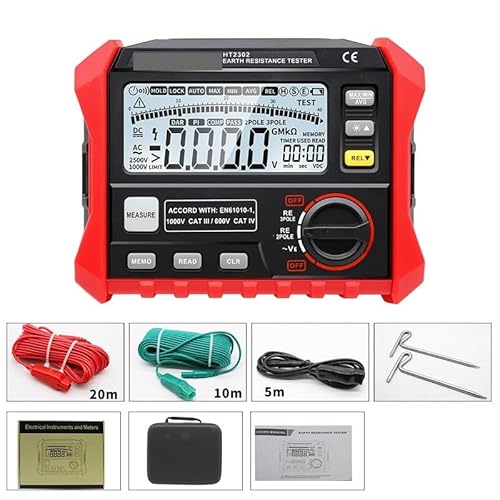 HT2302 4,7 Zoll großes LCD-Digital-Widerstandsmessgerät RCD/Loop-Tester 1000 Datenspeicher 0~440 V Leckageschalter-Tester(HT2302) von YVAAASIYC
