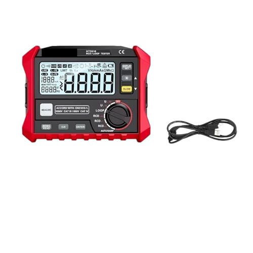 HT2302 4,7 Zoll großes LCD-Digital-Widerstandsmessgerät RCD/Loop-Tester 1000 Datenspeicher 0~440 V Leckageschalter-Tester(HT5910) von YVAAASIYC
