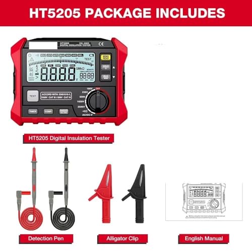 HT5203/HT5205 1000 V Isolationswiderstandstester Erdungswiderstandstester Digitales Megohmmeter(HT5205) von YVAAASIYC