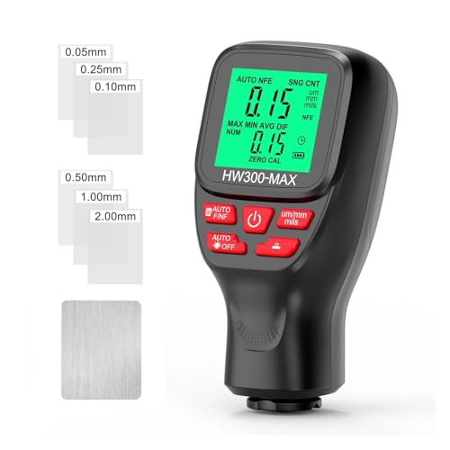 HW-300 Beschichtungsdickenmessgerät 0-2000UM Autolackfilmdickenprüfgerät Autobeschichtungsmesswerkzeuge Autolack-DFT-Messgerät(HW300max black) von YVAAASIYC