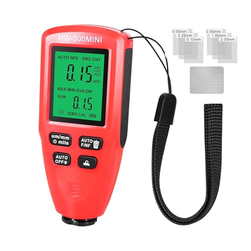 HW-300 Beschichtungsdickenmessgerät 0-2000UM Autolackfilmdickenprüfgerät Autobeschichtungsmesswerkzeuge Autolack-DFT-Messgerät(HW300mini red) von YVAAASIYC