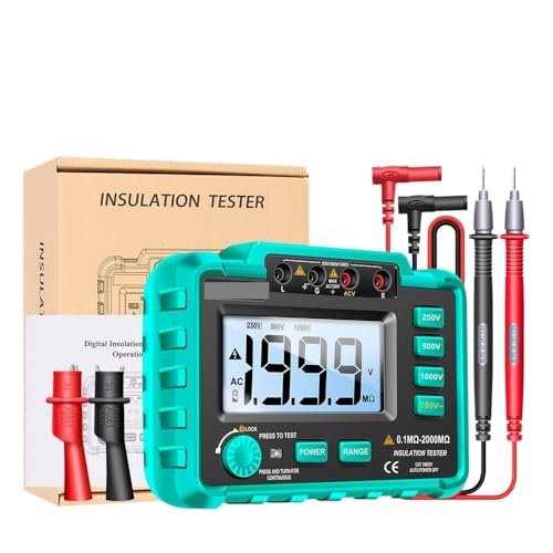 Isolationswiderstandstester MH11 Digitales Ohmmeter 6000 zählt Megometro Isolationskondensator Erde Hochspannung(MH11 green) von YVAAASIYC