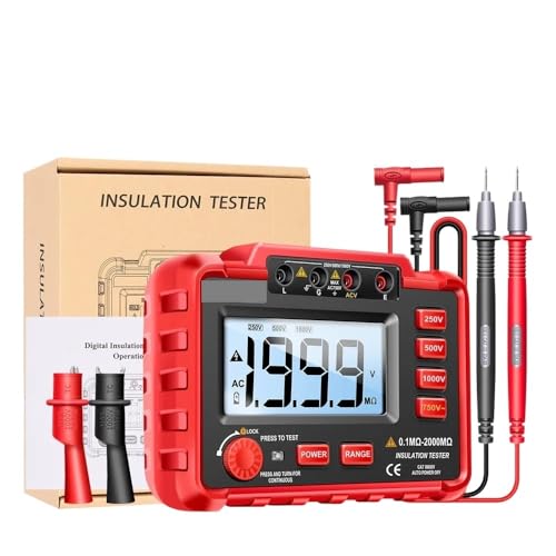 Isolationswiderstandstester MH11 Digitales Ohmmeter 6000 zählt Megometro Isolationskondensator Erde Hochspannung(MH11 red) von YVAAASIYC