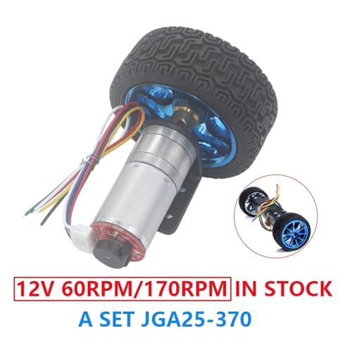 JGA25-370 DC 6V 12V 24V Getriebemotor Encoder Geschwindigkeitsmesscodescheibe Hochleistungs-Ausgleichswagenmotor mit großem Drehmoment(With bracket,170) von YVAAASIYC