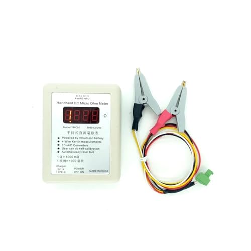 Wiederaufladbares Handheld-DC-Milliohmmeter DC-Niedrigwiderstandstester Messgerät Vierdraht-Kelvinmessung(Range 20R) von YVAAASIYC