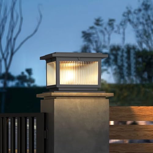 Solar-Pfostenleuchte Freien Säulenleuchte IP65 Wasserdichte Säulenlampe Solarbetriebene LED-Zaundeckkappe Sockellaterne Außengehäuse Landschaftsbeleuchtung Terrasse Hof Briefkasten Weg Pfostenleuchten von YVAMNAD