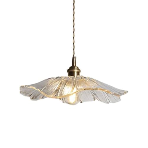 Vintage Messing E27 Deckenpendelleuchte Klarglas-Pendelleuchte Unregelmäßige Hängelampe Verstellbare Hängende Droplight, Homestay Bar Gang Veranda Restaurant Café Einzelkopf-Lotusblatt-Pendelleuchte Vintage Messing E27 Deckenpendelleuchte Klarglas-Pendelleuchte Unregelmäßige Hängelampe Verstellbare Hängende Droplight, Homestay Bar Gang Veranda Restaurant Café Einzelkopf-Lotusblatt-Pendelleuchte von YVAMNAD