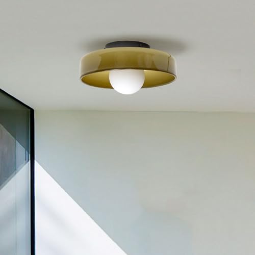 YVAMNAD Deckenleuchte Der Nähe Der Decke Mid-Century Deckenleuchten Aus Glas Nordic Modern Semi Flush Mount Deckenleuchte Startseite Flurleuchten Nachttisch Wandmontage Runde Deckenleuchte Für Treppen von YVAMNAD