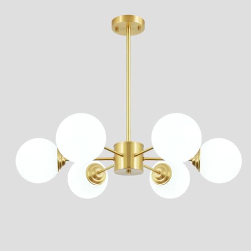 YVAMNAD Moderne Goldene Pendelleuchten Weiße Glaskugel-Kronleuchter-Beleuchtung Mid-Century-Luxus-Hängelampe Decken-Kronleuchter Für Kücheninsel, Esstisch Nahe Der Decke Pendelleuchten YVAMNAD Moderne Goldene Pendelleuchten Weiße Glaskugel-Kronleuchter-Beleuchtung Mid-Century-Luxus-Hängelampe Decken-Kronleuchter Für Kücheninsel, Esstisch Nahe Der Decke Pendelleuchten von YVAMNAD