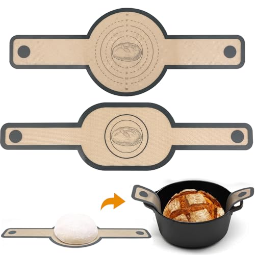 2er-Pack Backmatten, Silikon-Ofenmatten für Dutch Oven, wiederverwendbare Teigmatte mit langem Griff, brot backen zubehör, silikon backmatte, dauerbackmatte für backofen von YVCVQKUC