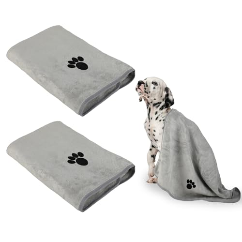 YVCVQKUC 2er-Pack Hundehandtücher, 100 x 50 cm, haustierbadetücher, super saugfähig, Hunde-Mikrofaser-Badetuch, Haustierhandtuch, Dog Towels for Drying Dogs, Hunde-Badezubehör von YVCVQKUC