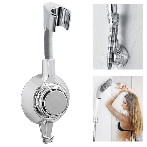 Duschkopfhalterung Duschhalterung Duschbrause Saugnapf Dusche Halterung Halter Duschkopf Halterungen Ohne Bohren, 1 Stück Silber von YVIFEVG