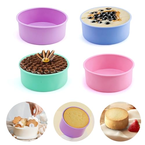 Muffinform Kuchenform Puddingform Tarteform Tartelette Cupcake Förmchen Backform Muffinförmchen Silikon Klein Mini für Heißluftfritteuse Mikrowelle, 4 Stück von YVIFEVG