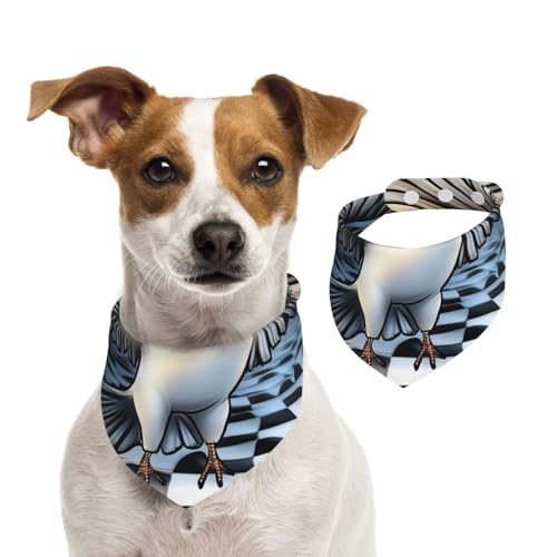 Hundehalstuch, Motiv: Vogel mit surrealistischem Schachbrett-Hintergrund, für Frühling und Sommer, weiche Baumwolle, verstellbares Zubehör für kleine, mittelgroße und große Mädchen, Jungen, Welpen Hundehalstuch, Motiv: Vogel mit surrealistischem Schachbrett-Hintergrund, für Frühling und Sommer, weiche Baumwolle, verstellbares Zubehör für kleine, mittelgroße und große Mädchen, Jungen, Welpen von YVNKHKU