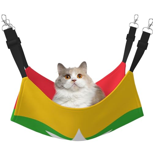 YVNKHKU Flag of Myanmar Reversible Cat Hammock Hanging Soft Breathable Pet Cage Adjustable Bed for Kitten Puppy or Small Medium von YVNKHKU