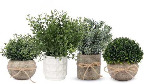 YVONNEYI 4 Stück Künstliche Pflanzen, Mini Kunstpflanze, Künstliche Pflanzen Plastik für Schlafzimmer Badezimmer Küchen Zuhause Innen Deko von YVONNEYI