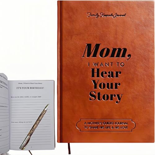 YVYAVGE Leather Bound Hardcover Mom Life Story Keepsake Book – 110 Pages Fill-in Journal for Mother's Day Gifts, Personalized Memory & Legacy Journal for Mom (1 Book) von YVYAVGE