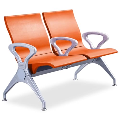 YVYKFZD 2-Sitzer Sitzbank für Wartezimmer, Wartezimmer-Bank-Set, Besucherstuhl Wartezimmerstühle mit Arm- und Rückenlehnen, Wartezimmerbank Empfangsbank für Flughafen(Orange) von YVYKFZD
