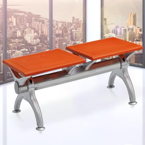 YVYKFZD 2-Sitzer Sitzbank für Wartezimmer, Wartezimmer-Bank-Set aus PU-Leder, Wartezimmerstühle Empfangsbank ohne Armlehnen, Besucherstuhl Wartezimmerbank für Flughäfen(Orange) von YVYKFZD