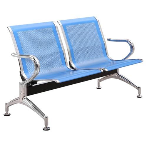 YVYKFZD 2-Sitzer Sitzbank für Wartezimmer, Wartezimmer-Bank-Set mit Armlehnen, Büro Wartezimmerstühle, Stahl Wartezimmerbank Empfangsbank für Flughafenkrankenhäuser(Blauw) von YVYKFZD