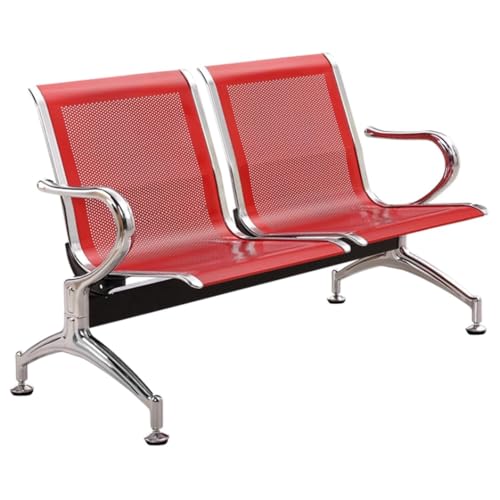 YVYKFZD 2-Sitzer Sitzbank für Wartezimmer, Wartezimmer-Bank-Set mit Armlehnen, Büro Wartezimmerstühle, Stahl Wartezimmerbank Empfangsbank für Flughafenkrankenhäuser(Rosso) von YVYKFZD