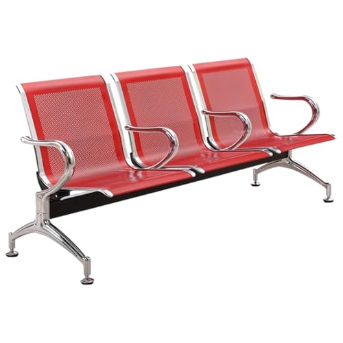YVYKFZD 3-Sitzer Sitzbank für Wartezimmer, Wartezimmer-Bank-Set mit Armlehnen, robuste Büro Wartezimmerstühle, Stahl Wartezimmerbank Empfangsbank für Flughafen Banken(Rosso) von YVYKFZD