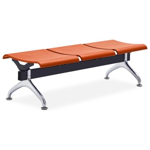 YVYKFZD 3-Sitzer Sitzbank für Wartezimmer, Wartezimmer-Bank-Set ohne Armlehnen, Besucherstuhl Wartezimmerbank aus PU-Leder, Stahl Wartezimmerstühle für Flughäfen(Orange) von YVYKFZD