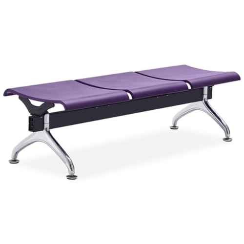 YVYKFZD 3-Sitzer Sitzbank für Wartezimmer, Wartezimmer-Bank-Set ohne Armlehnen, Besucherstuhl Wartezimmerbank aus PU-Leder, Stahl Wartezimmerstühle für Flughäfen(Purple) von YVYKFZD