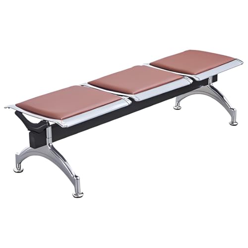 YVYKFZD 3-Sitzer Sitzbank für Wartezimmer, Wartezimmer-Bank-Set ohne Armlehnen, PU-Leder Wartezimmerstühle, Wartezimmerbank Empfangsbank aus Stahl, einfach zu montieren(Brown) von YVYKFZD