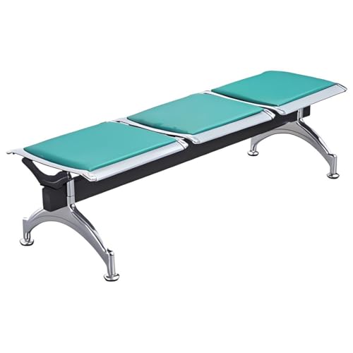 YVYKFZD 3-Sitzer Sitzbank für Wartezimmer, Wartezimmer-Bank-Set ohne Armlehnen, PU-Leder Wartezimmerstühle, Wartezimmerbank Empfangsbank aus Stahl, einfach zu montieren(Green) von YVYKFZD