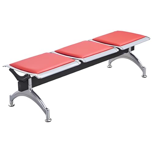 YVYKFZD 3-Sitzer Sitzbank für Wartezimmer, Wartezimmer-Bank-Set ohne Armlehnen, PU-Leder Wartezimmerstühle, Wartezimmerbank Empfangsbank aus Stahl, einfach zu montieren(Rosso) von YVYKFZD