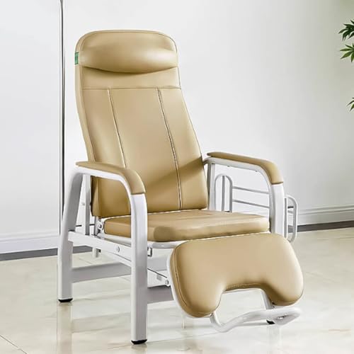 YVYKFZD Blutentnahmestuhl, Einzel-infusionsstuhl, Leder Liegestuhl mit Armlehnen und Infusionsständer, Verstellbarer Wartezimmerstühle Labor-Entnahmestuhl, für Kliniken(Light Yellow) von YVYKFZD