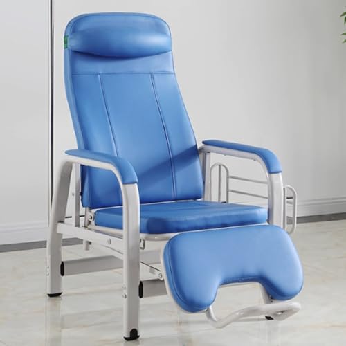 YVYKFZD Blutentnahmestuhl, Einzel-infusionsstuhl, Leder Liegestuhl mit Armlehnen und Infusionsständer, Verstellbarer Wartezimmerstühle Labor-Entnahmestuhl, für Kliniken(Sky Blue) von YVYKFZD