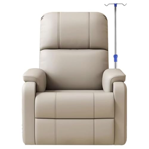 YVYKFZD Blutentnahmestuhl, Leder Einzel-infusionsstuhl, Liegestuhl mit Armlehnen und Infusionsständer, voll Verstellbarer Wartezimmerstühle Labor-Entnahmestuhl(Beige Gray) von YVYKFZD