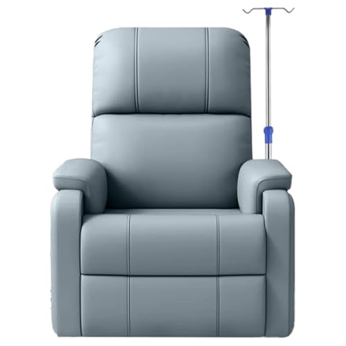 YVYKFZD Blutentnahmestuhl, Leder Einzel-infusionsstuhl, Liegestuhl mit Armlehnen und Infusionsständer, voll Verstellbarer Wartezimmerstühle Labor-Entnahmestuhl(Light Blue) von YVYKFZD