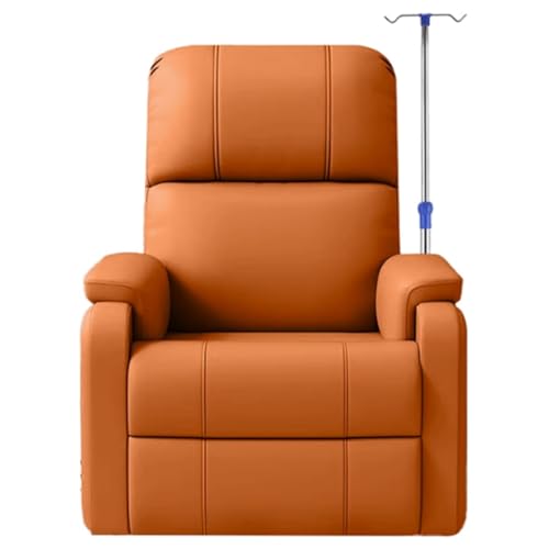 YVYKFZD Blutentnahmestuhl, Leder Einzel-infusionsstuhl, Liegestuhl mit Armlehnen und Infusionsständer, voll Verstellbarer Wartezimmerstühle Labor-Entnahmestuhl(Orange) von YVYKFZD
