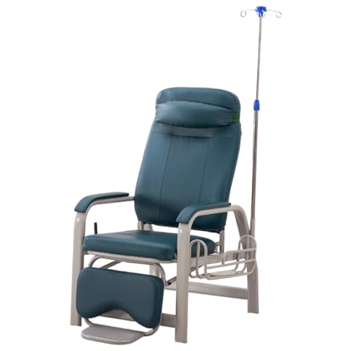 YVYKFZD Blutentnahmestuhl, Leder Liegestuhl, Einzel-infusionsstuhl mit Armlehnen und Infusionsständer, Verstellbarer Wartezimmerstühle Labor-Entnahmestuhl(Green+Leather Armrests) von YVYKFZD