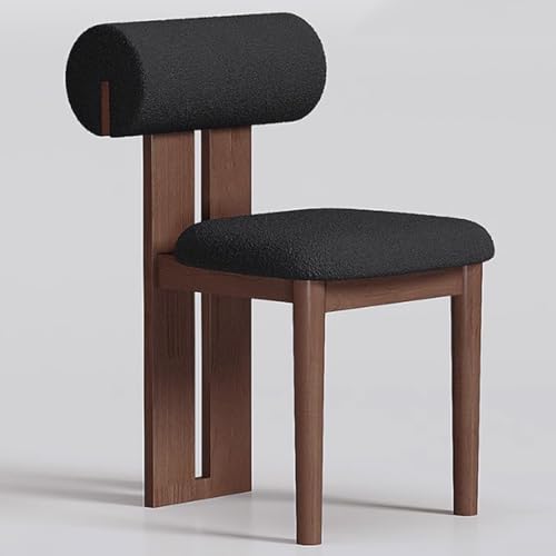 YVYKFZD Esszimmerstühle 2er/4er/6er-Set, Esszimmerstuhl aus Holz, Küchenstuhl aus der Mitte des Jahrhunderts, gepolsterter Küchenstühle, für Schlafzimmer, Studiobüros(Black+Walnut,6PCS) von YVYKFZD