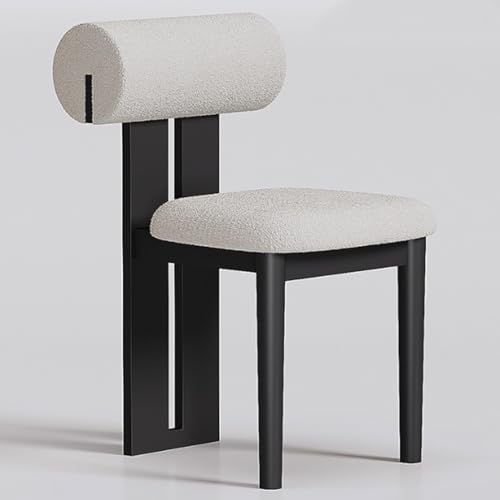 YVYKFZD Esszimmerstühle 2er/4er/6er-Set, Esszimmerstuhl aus Holz, Küchenstuhl aus der Mitte des Jahrhunderts, gepolsterter Küchenstühle, für Schlafzimmer, Studiobüros(Off-White+Black,6PCS) von YVYKFZD