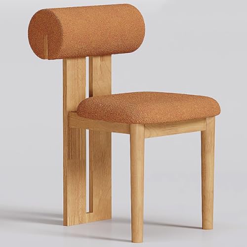 YVYKFZD Esszimmerstühle 2er/4er/6er-Set, Esszimmerstuhl aus Holz, Küchenstuhl aus der Mitte des Jahrhunderts, gepolsterter Küchenstühle, für Schlafzimmer, Studiobüros(Orange+Wood,6PCS) von YVYKFZD