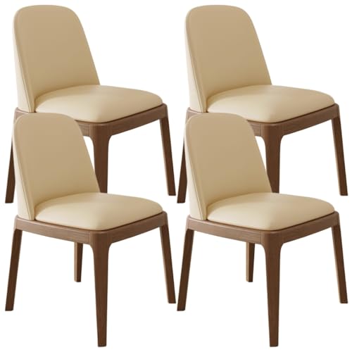 YVYKFZD Esszimmerstühle 2er/4er-Set, Esszimmerstuhl aus Holz, Gepolsterte Küchenstuhl, Küchenstühle ohne Armlehnen mit gebogener Rückenlehne, für Büros, Cafés und Bars(Beige+Coffee,4PCS) von YVYKFZD