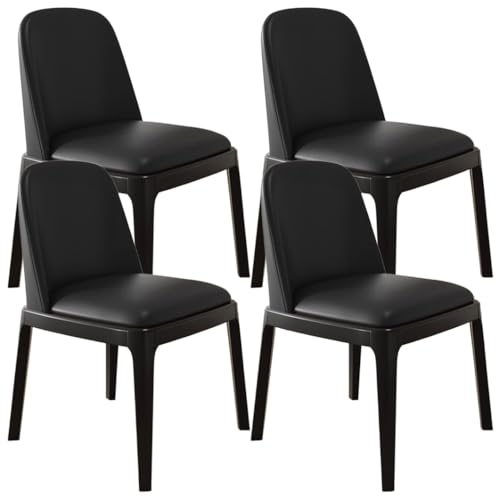 YVYKFZD Esszimmerstühle 2er/4er-Set, Esszimmerstuhl aus Holz, Gepolsterte Küchenstuhl, Küchenstühle ohne Armlehnen mit gebogener Rückenlehne, für Büros, Cafés und Bars(Black+Black,4PCS) von YVYKFZD