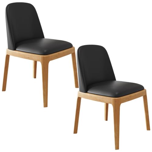 YVYKFZD Esszimmerstühle 2er/4er-Set, Esszimmerstuhl aus Holz, Gepolsterte Küchenstuhl, Küchenstühle ohne Armlehnen mit gebogener Rückenlehne, für Büros, Cafés und Bars(Black+Wood,2PCS) von YVYKFZD