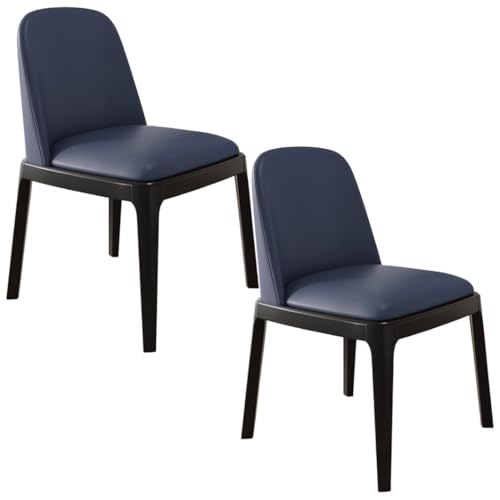 YVYKFZD Esszimmerstühle 2er/4er-Set, Esszimmerstuhl aus Holz, Gepolsterte Küchenstuhl, Küchenstühle ohne Armlehnen mit gebogener Rückenlehne, für Büros, Cafés und Bars(Blue+Black,2PCS) von YVYKFZD