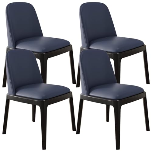 YVYKFZD Esszimmerstühle 2er/4er-Set, Esszimmerstuhl aus Holz, Gepolsterte Küchenstuhl, Küchenstühle ohne Armlehnen mit gebogener Rückenlehne, für Büros, Cafés und Bars(Blue+Black,4PCS) von YVYKFZD
