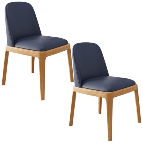 YVYKFZD Esszimmerstühle 2er/4er-Set, Esszimmerstuhl aus Holz, Gepolsterte Küchenstuhl, Küchenstühle ohne Armlehnen mit gebogener Rückenlehne, für Büros, Cafés und Bars(Blue+Wood,2PCS) von YVYKFZD