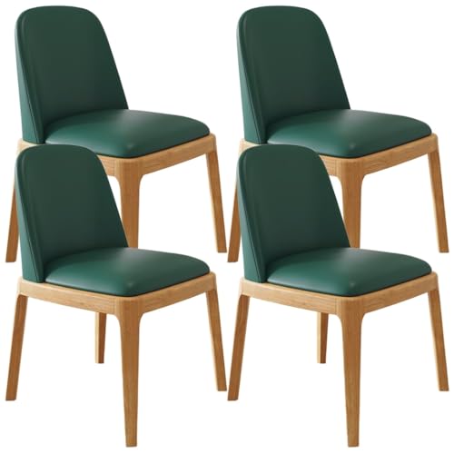 YVYKFZD Esszimmerstühle 2er/4er-Set, Esszimmerstuhl aus Holz, Gepolsterte Küchenstuhl, Küchenstühle ohne Armlehnen mit gebogener Rückenlehne, für Büros, Cafés und Bars(Dark Green+Wood,4PCS) von YVYKFZD