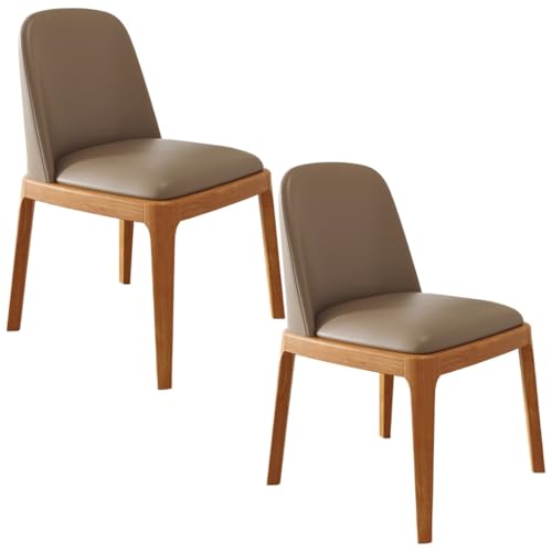 YVYKFZD Esszimmerstühle 2er/4er-Set, Esszimmerstuhl aus Holz, Gepolsterte Küchenstuhl, Küchenstühle ohne Armlehnen mit gebogener Rückenlehne, für Büros, Cafés und Bars(Khaki+Walnut,2PCS) von YVYKFZD